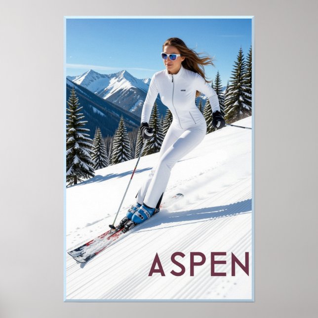 Poster Cartaz de esqui Aspen (Frente)
