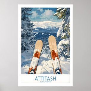 Poster Cartaz de Esqui Attitash New Hampshire 1