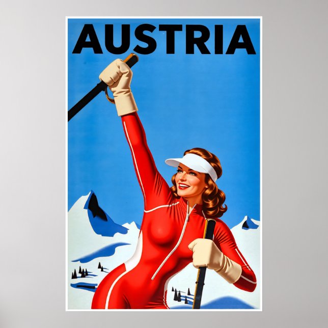 Poster Cartaz de Esqui Áustria (Frente)