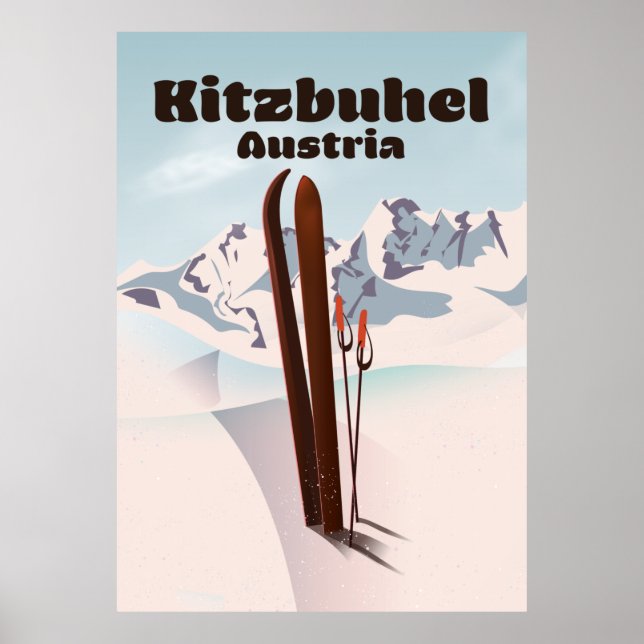 Poster cartaz de esqui austríaco kitzbuhel (Frente)