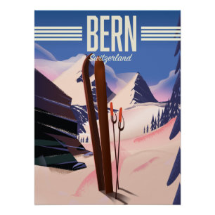 Pôster Cartaz de esqui Berna Suíça