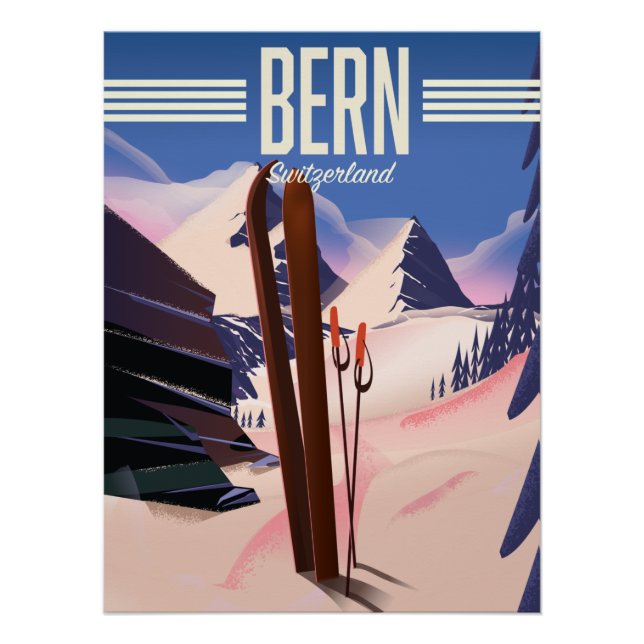 Pôster Cartaz de esqui Berna Suíça (Frente)