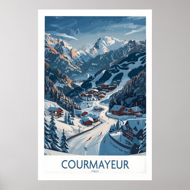 Poster Cartaz de Esqui Courmayeur - Itália 1 (Frente)