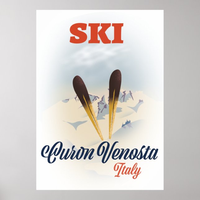 Poster Cartaz de esqui Curon Venosta Itália (Frente)