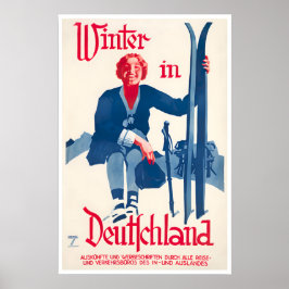 Poster Cartaz de Esqui da Alemanha Arte de Viagem Alemã D