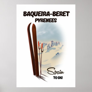 Poster Cartaz de esqui da Baqueira-Beret Espanha.