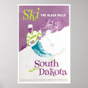 Poster Cartaz de Esqui da Black Hills South Dakota Arte