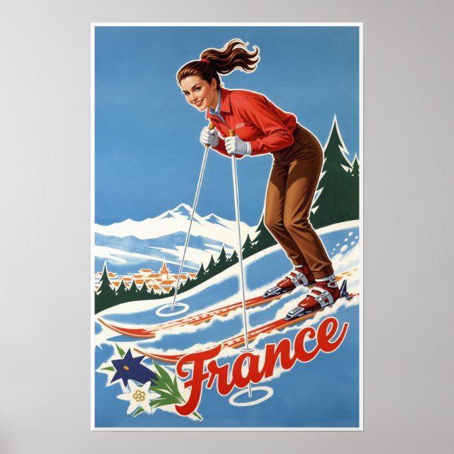 Poster Cartaz de Esqui da França (Frente)