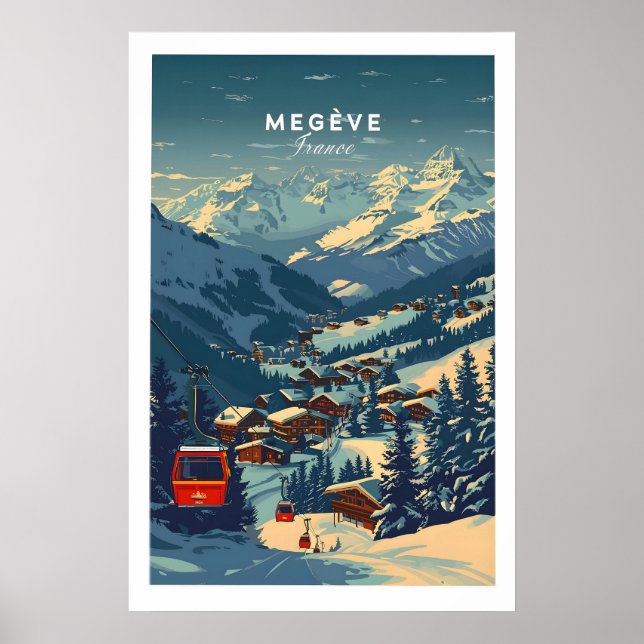 Poster Cartaz de Esqui da França Megève Print 1 (Frente)