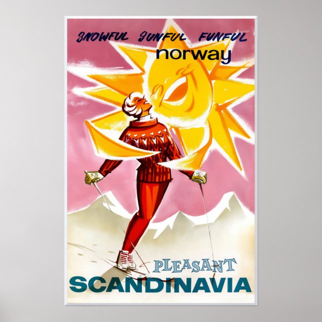 Poster cartaz de esqui da Noruega (Frente)