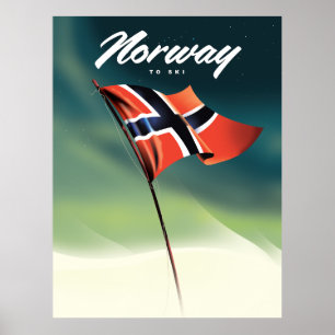 Poster Cartaz de esqui da Noruega