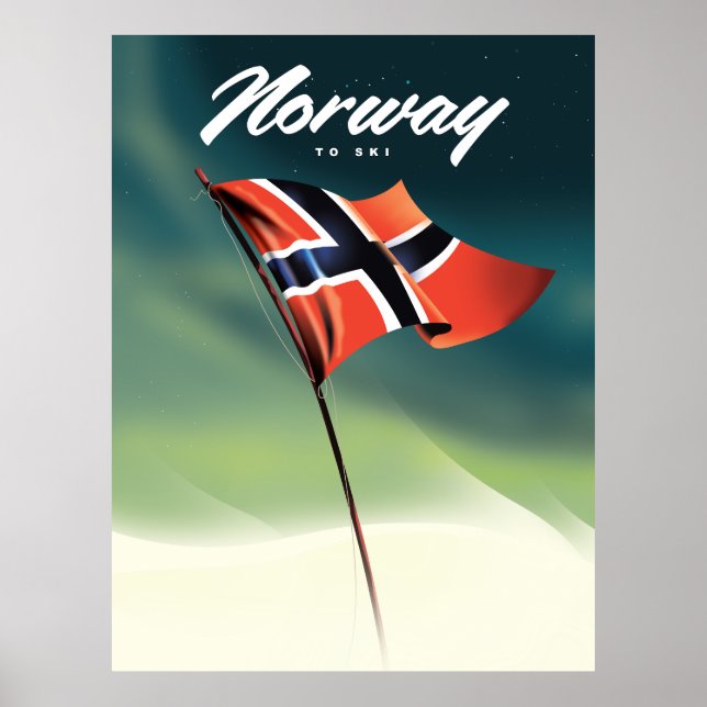 Poster Cartaz de esqui da Noruega (Frente)