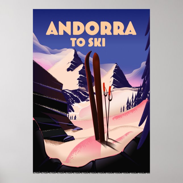 Poster Cartaz de esqui de Andorra. (Frente)