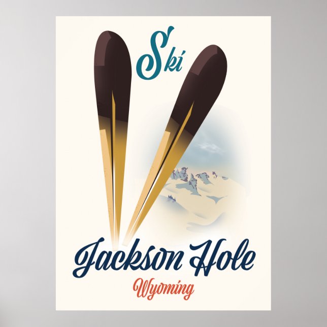 Poster Cartaz de esqui de Jackson Hole Wyoming (Frente)