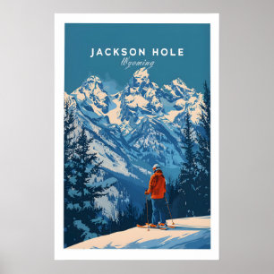 Poster Cartaz de Esqui de Jackson Hole - Wyoming 1