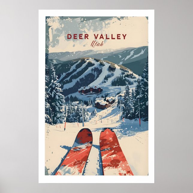 Poster Cartaz de Esqui Deer Valley 1 (Frente)