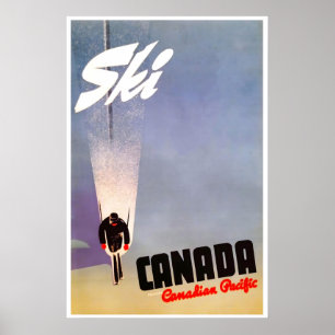 Poster Cartaz de Esqui do Canadá Viagem Arte Pacífico Can