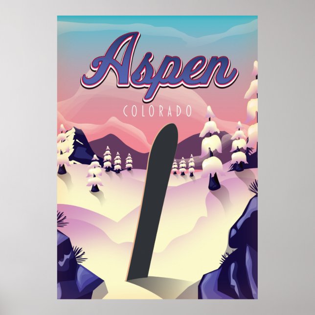 Poster Cartaz de Esqui em Aspen Colorado (Frente)