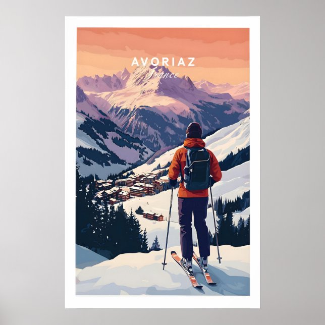 Poster Cartaz de Esqui Francês Avoriaz Arte de Parede de  (Frente)
