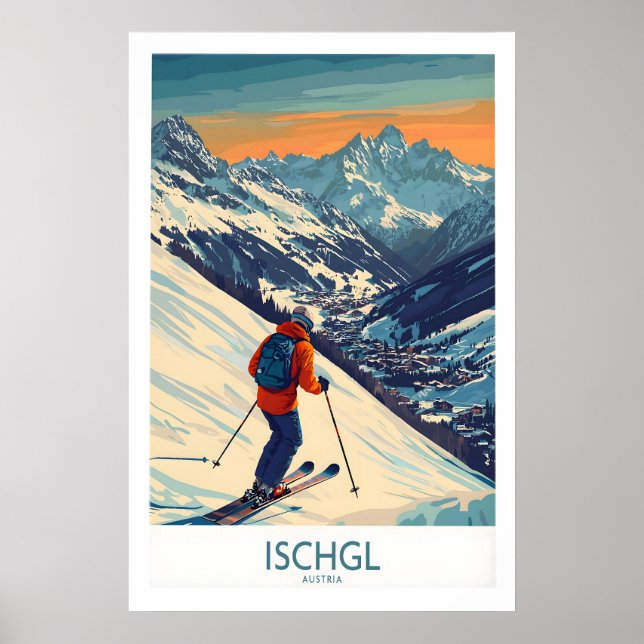 Poster Cartaz de Esqui Ischgl Áustria 1 (Frente)