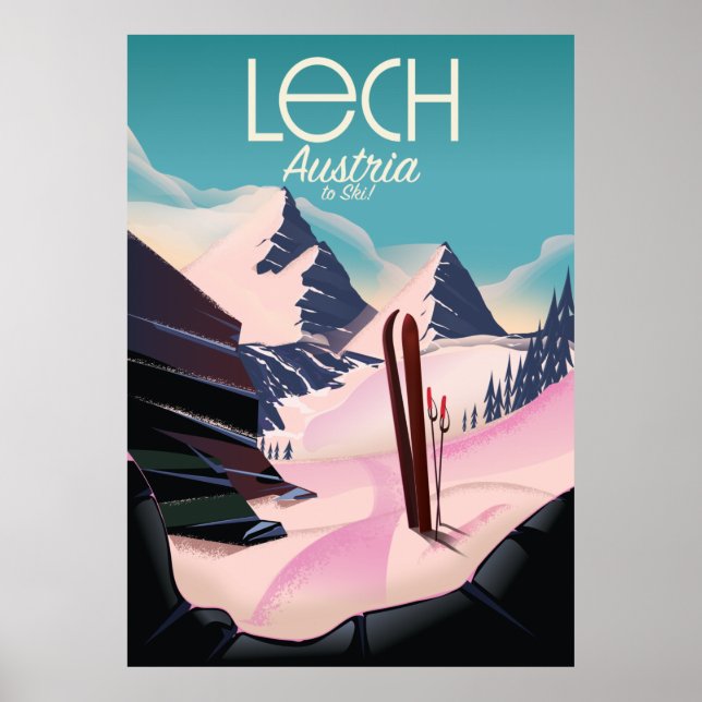 Poster Cartaz de esqui Lech Áustria. (Frente)