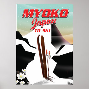 Poster cartaz de esqui myoko japão
