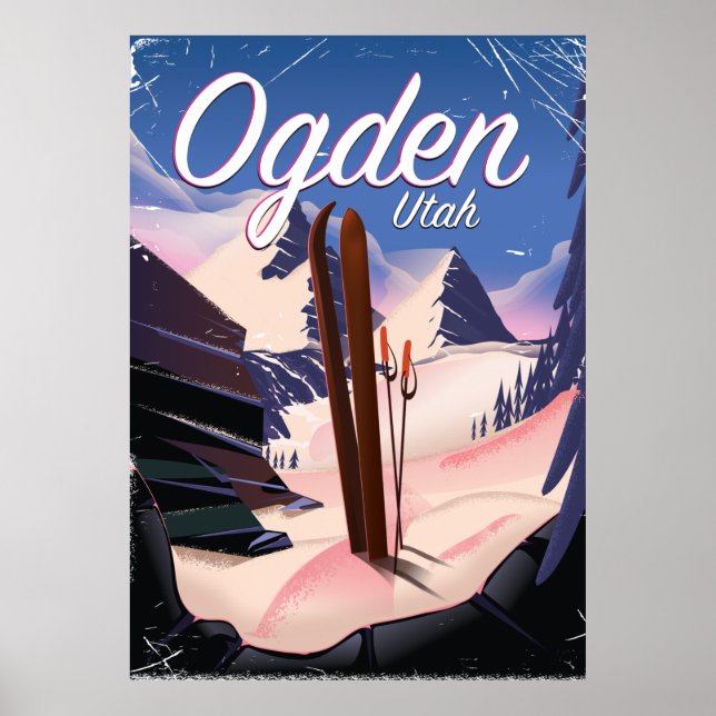 Poster cartaz de esqui ogden, Utah (Frente)
