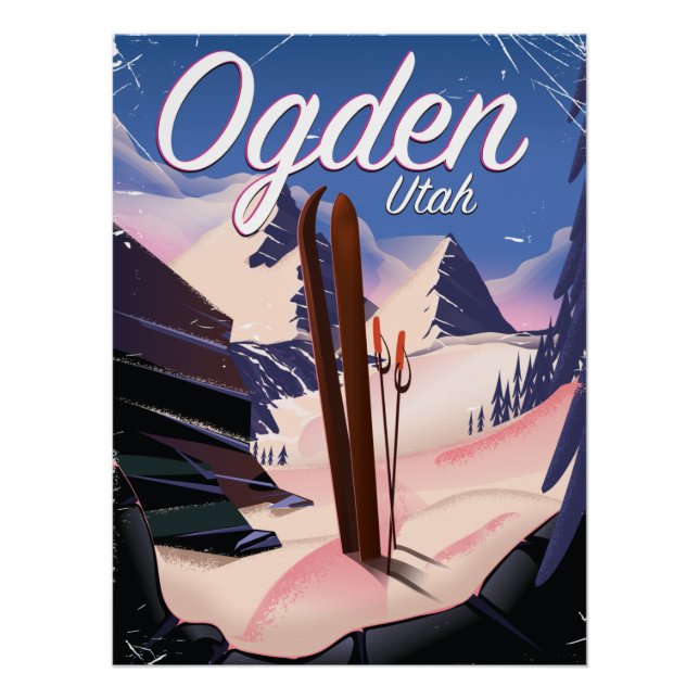 Pôster cartaz de esqui ogden, Utah (Frente)