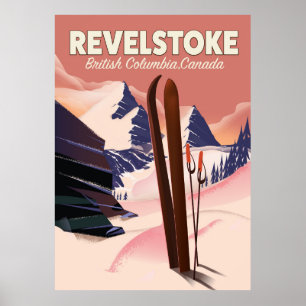 Pôster Cartaz de esqui Revelstoke Columbia Britânica, Ca