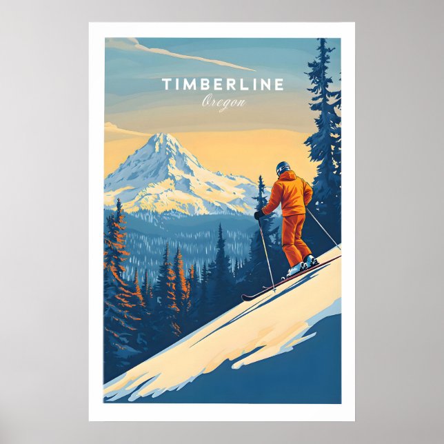 Poster Cartaz de Esqui Timberline Print Oregon 1 (Frente)