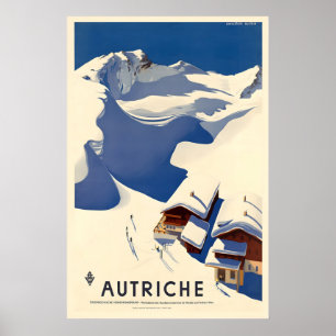 Poster Cartaz de Esqui Vintage da Áustria Autriche - Impr