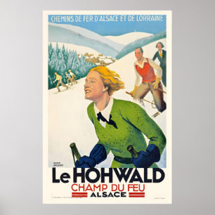Poster Cartaz de Esqui Vintage Le Hohwald Champ du Feu Al