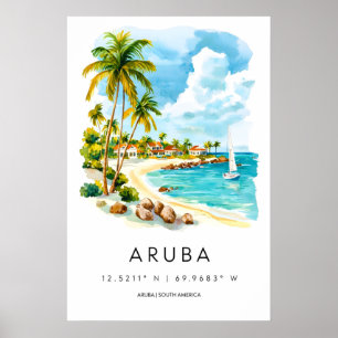 Poster Cartaz de Esqui Vintage Nacional do Parque Aruba W