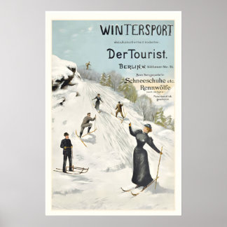 Poster Cartaz de Esqui Vintage Wintersport Der Tourist Be