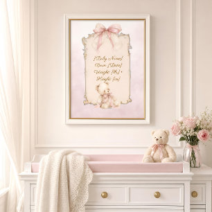 Poster Cartaz de Estatísticas de Nascimento de Urso Teddy