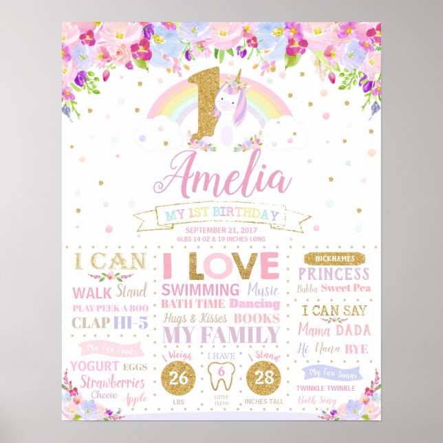 Poster Cartaz de Estatísticas de Nascimento dos Marcos do (Frente)