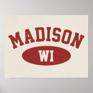 Poster Cartaz de estilo atlético vintage de Madison, Wisc