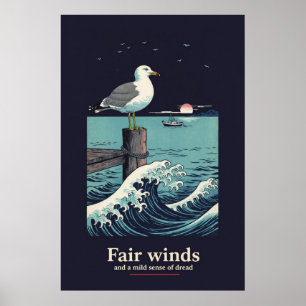 Poster Cartaz de Estilo Xilogravura do Pier da Gaivota