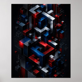 Poster Cartaz de Estrutura Abstrata Geométrica Impossível