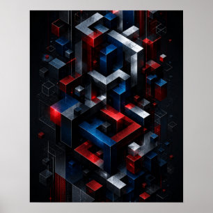Poster Cartaz de Estrutura Abstrata Geométrica Impossível