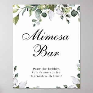 Poster Cartaz de Eucalipto Mimosa Bar em Aquarela