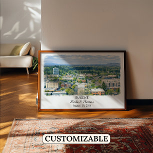Poster Cartaz de Eugene Oregon, Aquarela, Personalizado