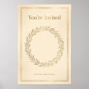 Poster Cartaz de Evento de Convite Gold Botanical