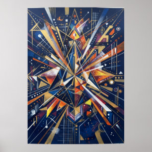 Poster Cartaz de Explosão de Estrela Geométrica Dourada M
