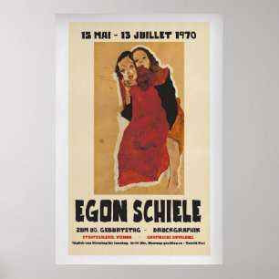 Poster Cartaz de Exposição de Egon Schiele 1970 Arte Vint