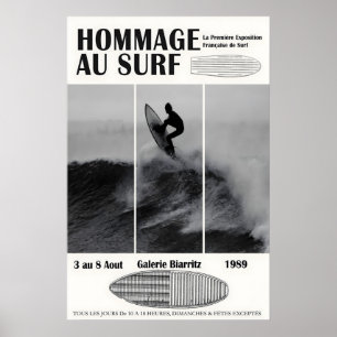 Poster Cartaz de Exposição de Surf de Biarritz 1989 Surf