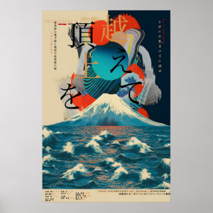Poster Cartaz de Exposição Japonesa - Monte Fuji & Oceano
