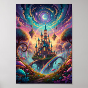 Poster Cartaz de Fantasia Cósmica do Castelo Flutuante Ps