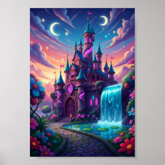 Poster Cartaz de Fantasia da Cachoeira do Castelo da Lua