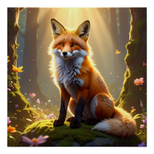 Pôster Cartaz de Fantasia da Raposa da Floresta Encantada